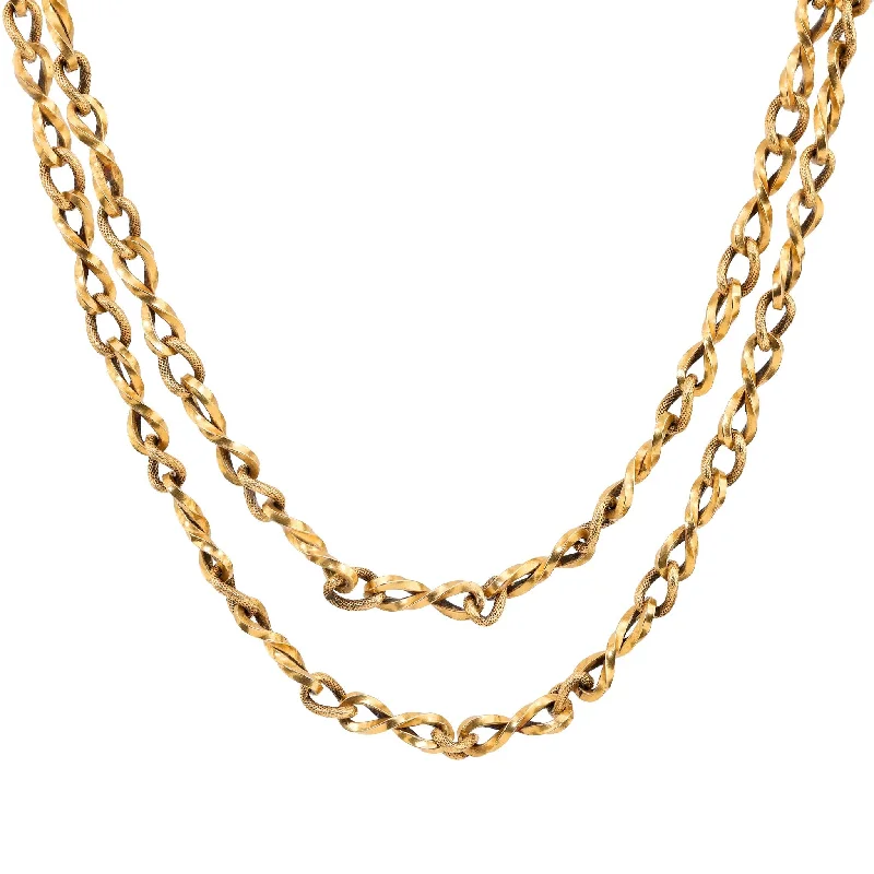 bohemian style necklace for women -Antique 18K Yellow Gold Chain Necklace