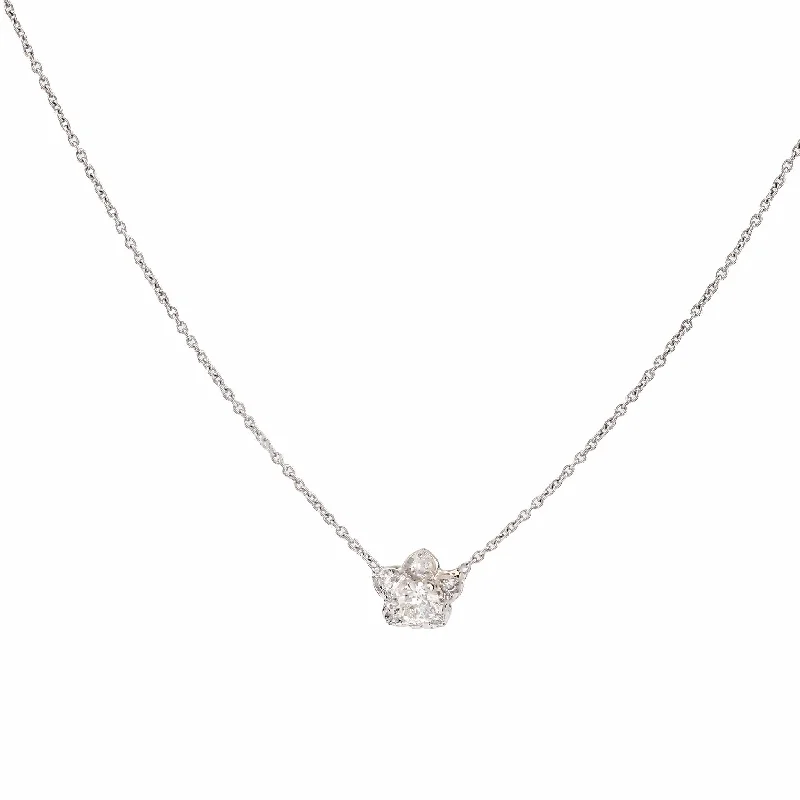 teardrop necklace for women -Antique Style .35 Carat Diamond Platinum Flower Necklace