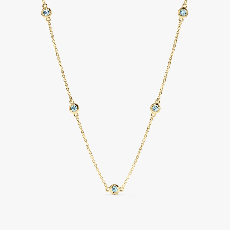 nameplate necklace for women -Aquamarine Station Necklace, Gwen