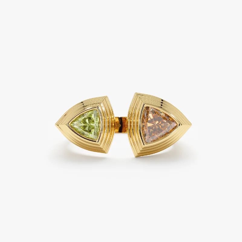 dainty ring for layering -Art Deco Citrine and Peridot Ring, Nandin