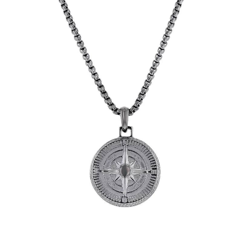 statement necklace for women -Astern Compass Stainless Steel Necklace