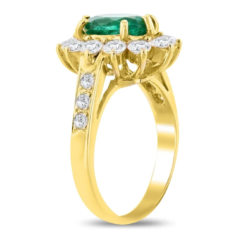 diamond eternity ring for women -Auriya 18k Yellow Gold 1 3/8ct Emerald and 1 1/3ct TDW Diamond Ring