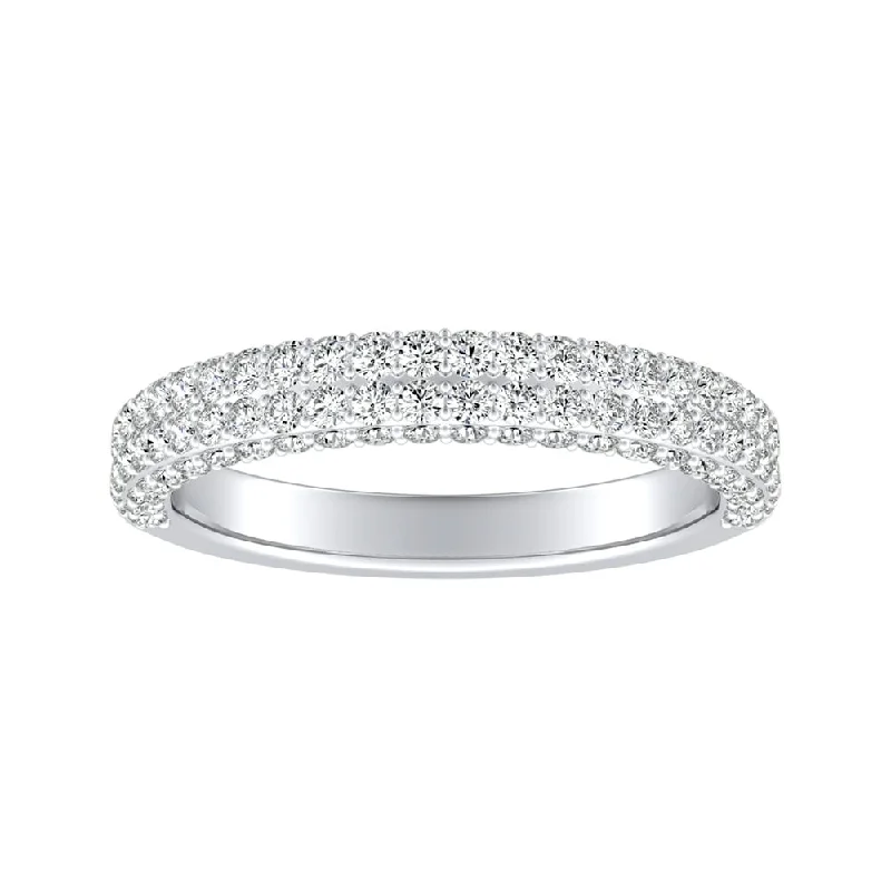 friendship ring with initials -Auriya 3/4ctw Double Edged Pave Diamond Wedding Band Platinum