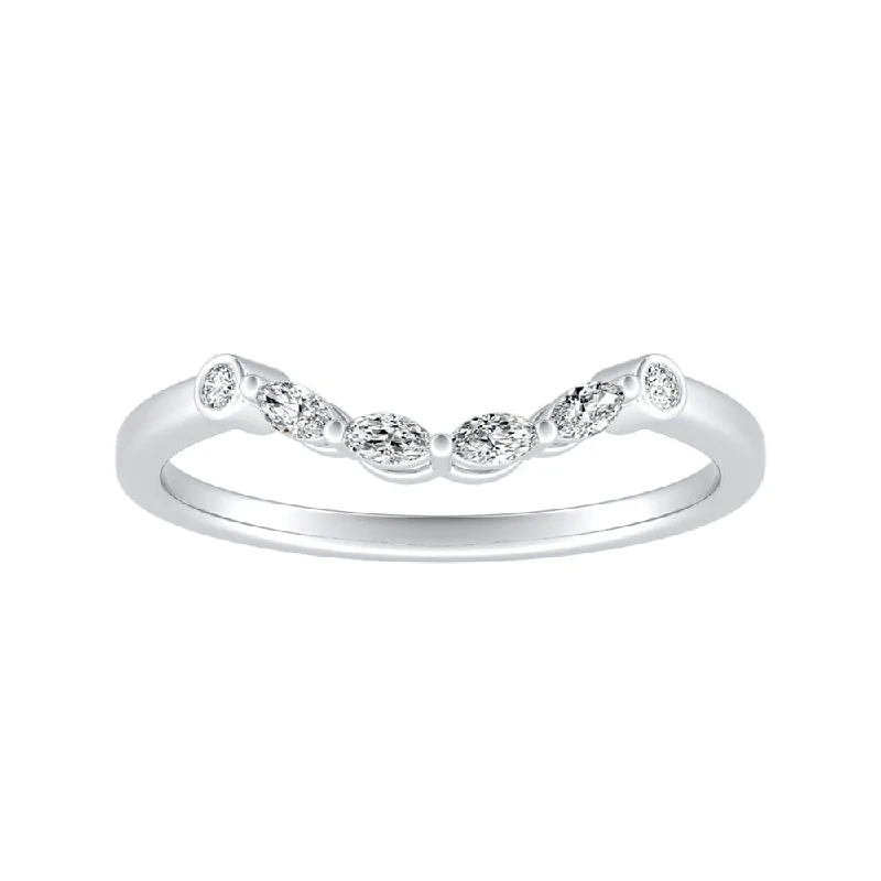 bar ring with engraving -Auriya Platinum 1/10ctw Round and Marquise Diamond Wedding Band