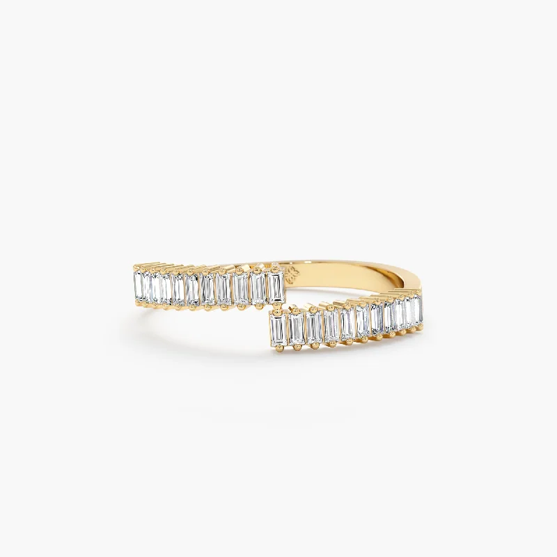 trendy thumb ring for women -Baguette Diamond Spiral Ring, Bella