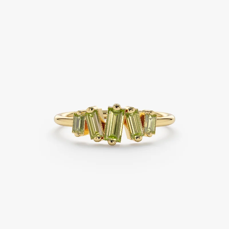 diamond stacking ring for women -Baguette Peridot Cluster Ring, Lupita