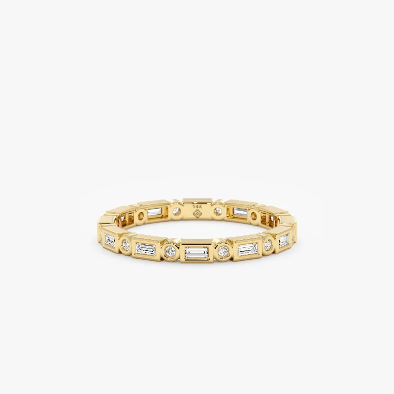 gold knot ring for women -Bezel Diamond Eternity Ring, Tamia