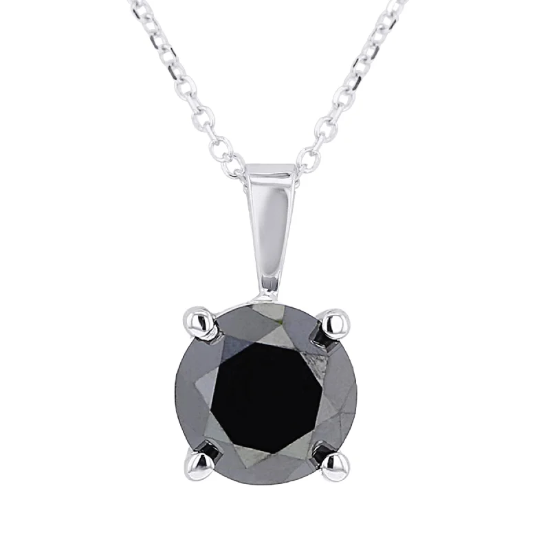 locket necklace for photos -Black Diamond Solitaire Necklace 1 1/2ct