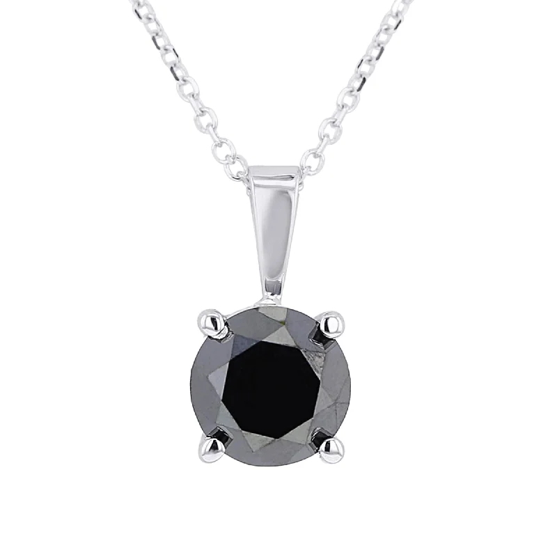 gemstone necklace for women -Black Diamond Solitaire Necklace 1ct