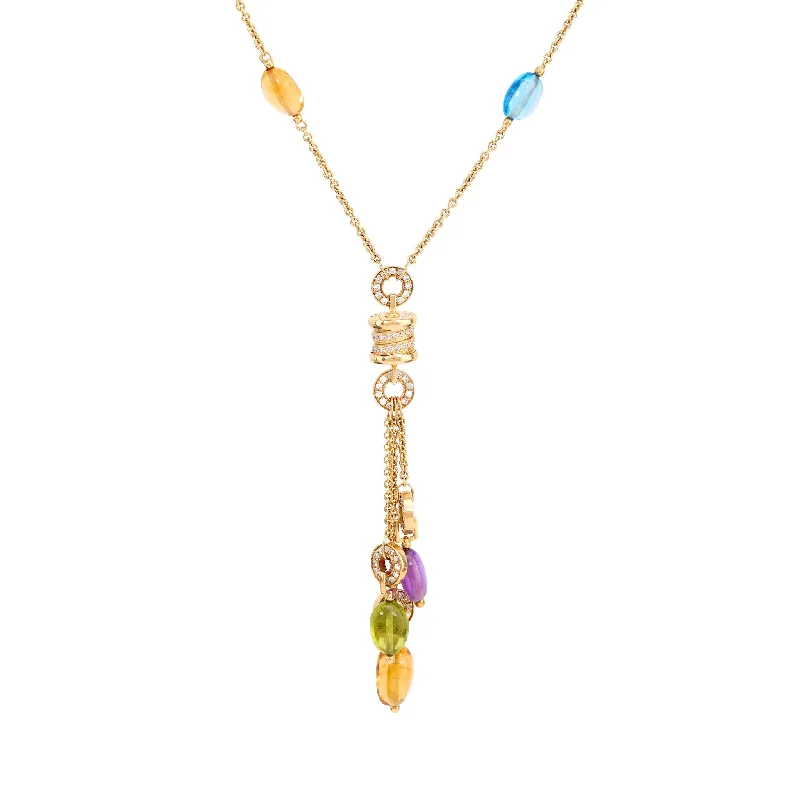 layered pearl necklace for brides -Bvlgari B.zero1 diamond & gemstone 18k yellow gold necklace