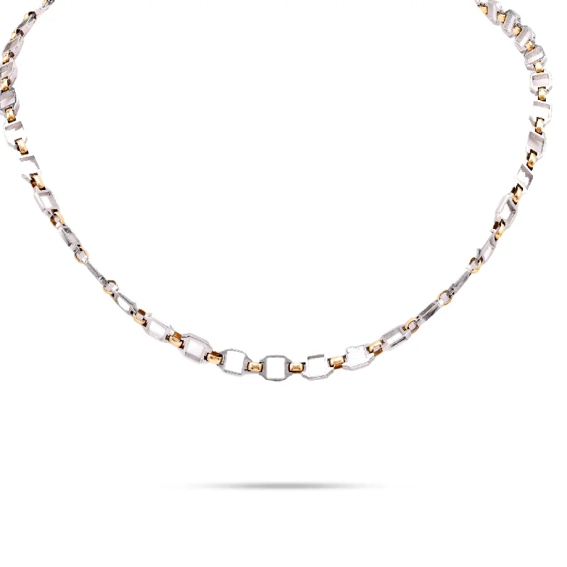 angel number necklace for women -Cartier 18K Yellow Gold and Steel Chain Necklace