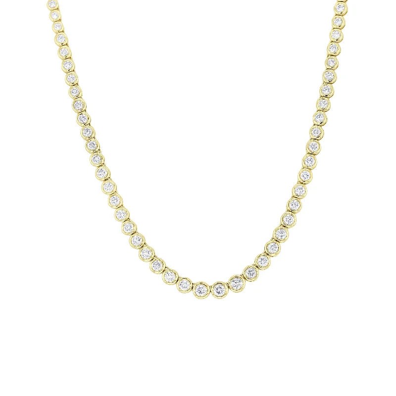 name bar necklace for women -Classic Bezel Tennis Diamond Necklace 4 3/4ct