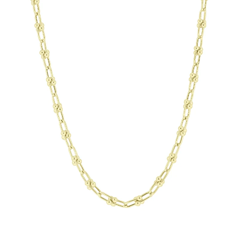 sterling silver necklace for men -Contender U Link Gold Chain Necklace 18“