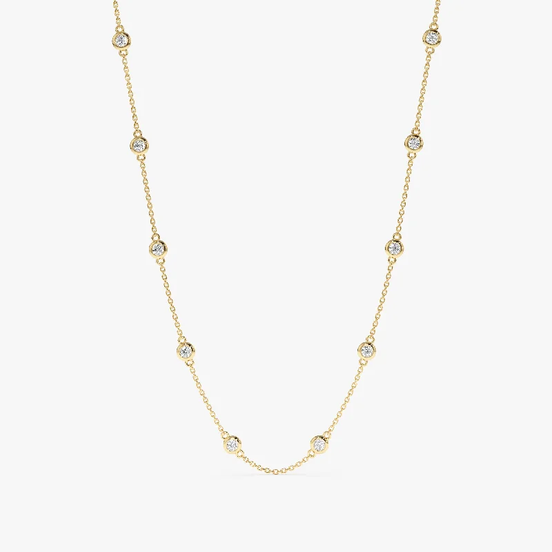 sterling silver necklace for men -Dainty Multi Diamond By The Yard Necklace, Acacia