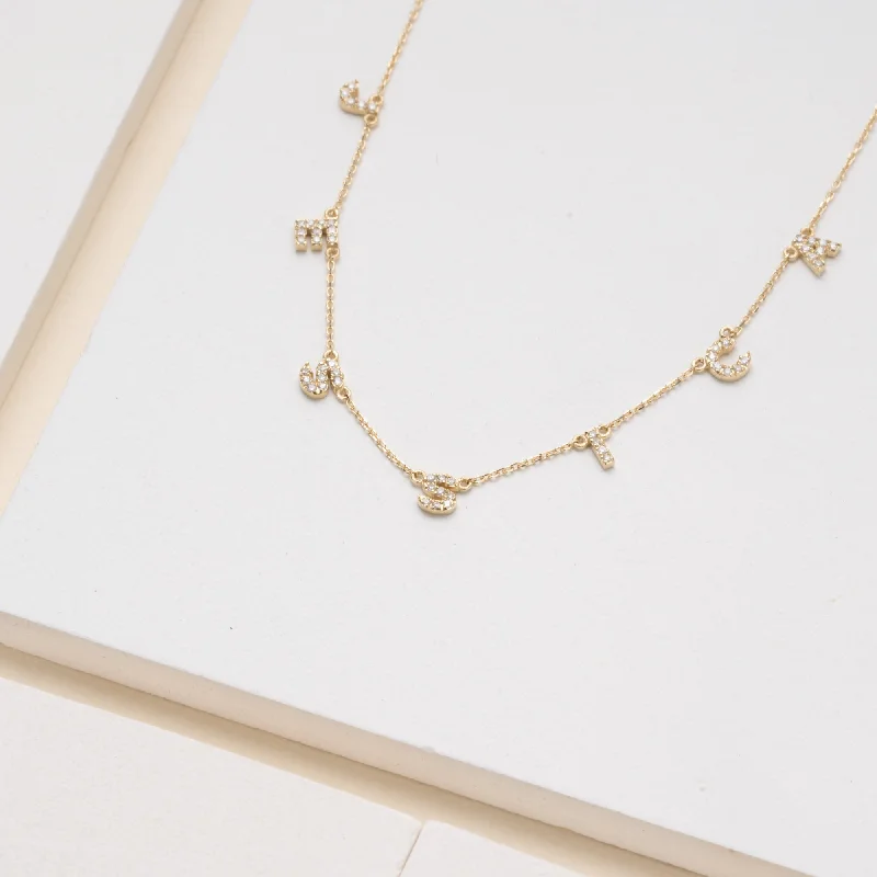 dainty pearl necklace for bridesmaids -Dainty Small Letters Station Necklace, Shonda