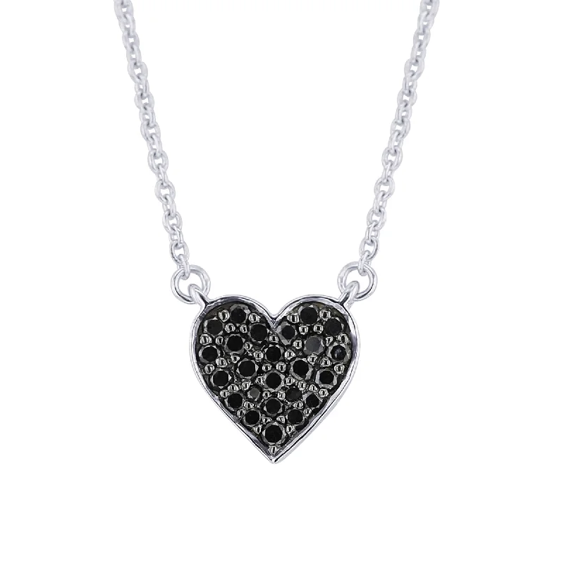 matching couple necklaces -Daliah Heart Black Diamond Necklace