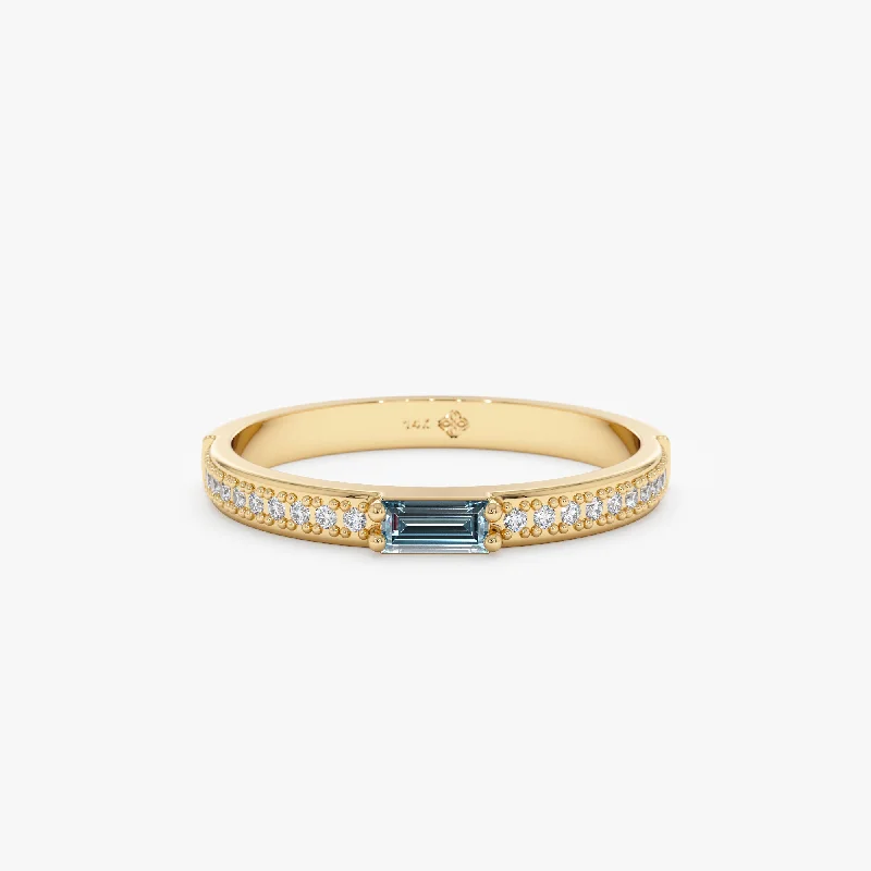 gold coin ring for women -Diamond and Baguette Topaz Ring, Madilyn