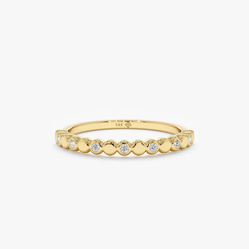 bar ring with engraving -Diamond and Plain Gold Dot Ring, Fatima