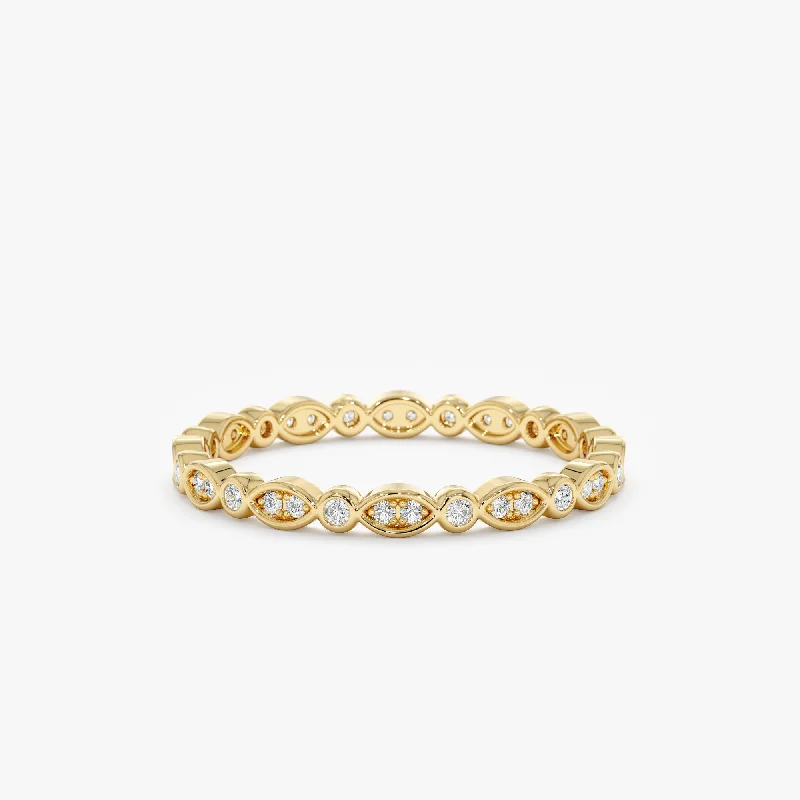 bold geometric ring for women -Diamond Art Deco Eternity Ring, Willow