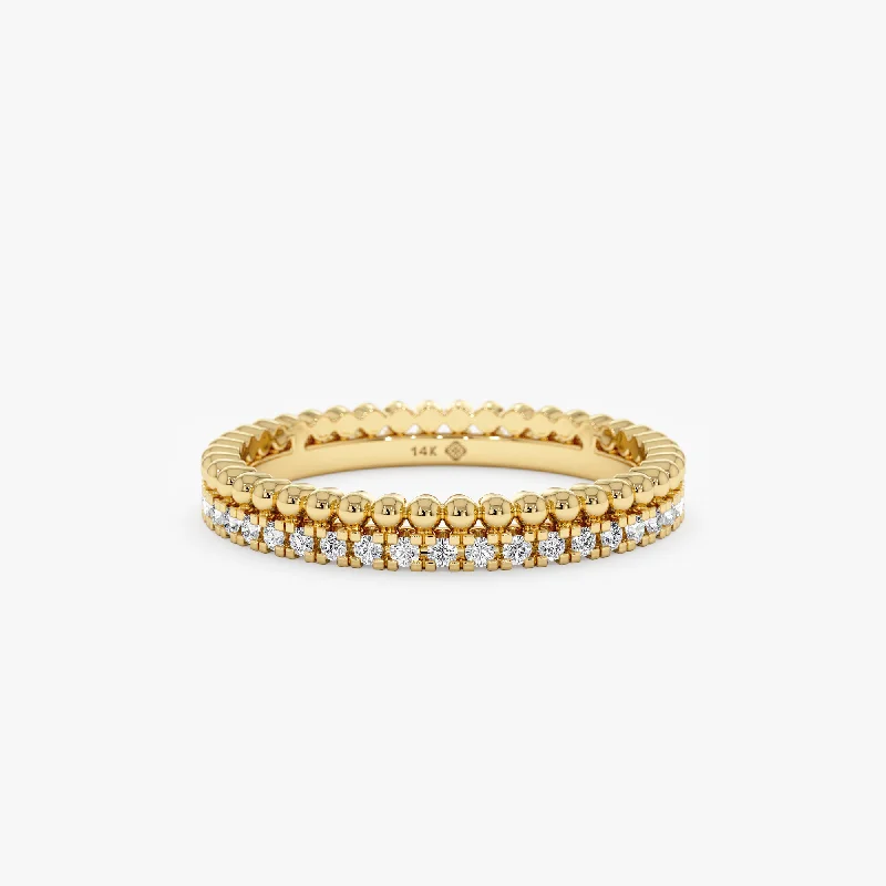 thumb ring for women -Diamond & Bead Eternity Ring, Cassie