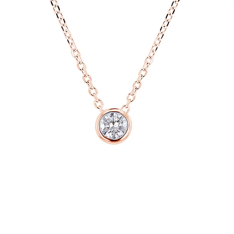 infinity heart necklace for women -Diamond Bezel Solitaire Necklace 1/4ct