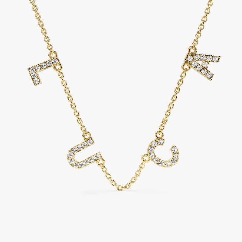 zodiac sign necklace for women -Diamond Name Station Necklace, Etta