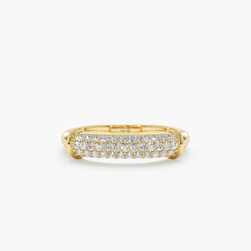 simple gold midi ring -Diamond Paved Dome Ring, Alexis