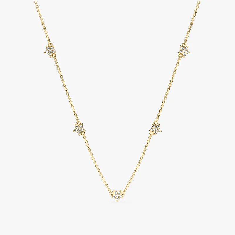 gold chain necklace for men -Diamond Star Station Necklace, Polaris