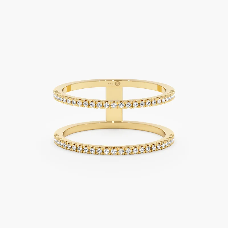 gold band ring for couples -Double Line Diamond Ring, Makenna