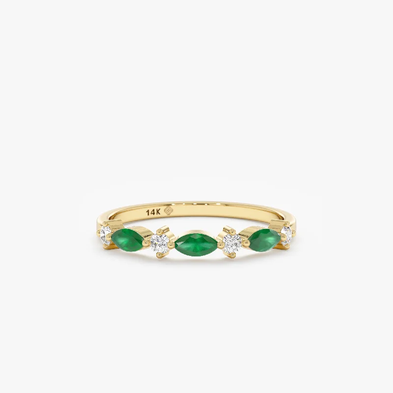 cubic zirconia ring for women -Emerald and Diamond Garland Ring, Nia