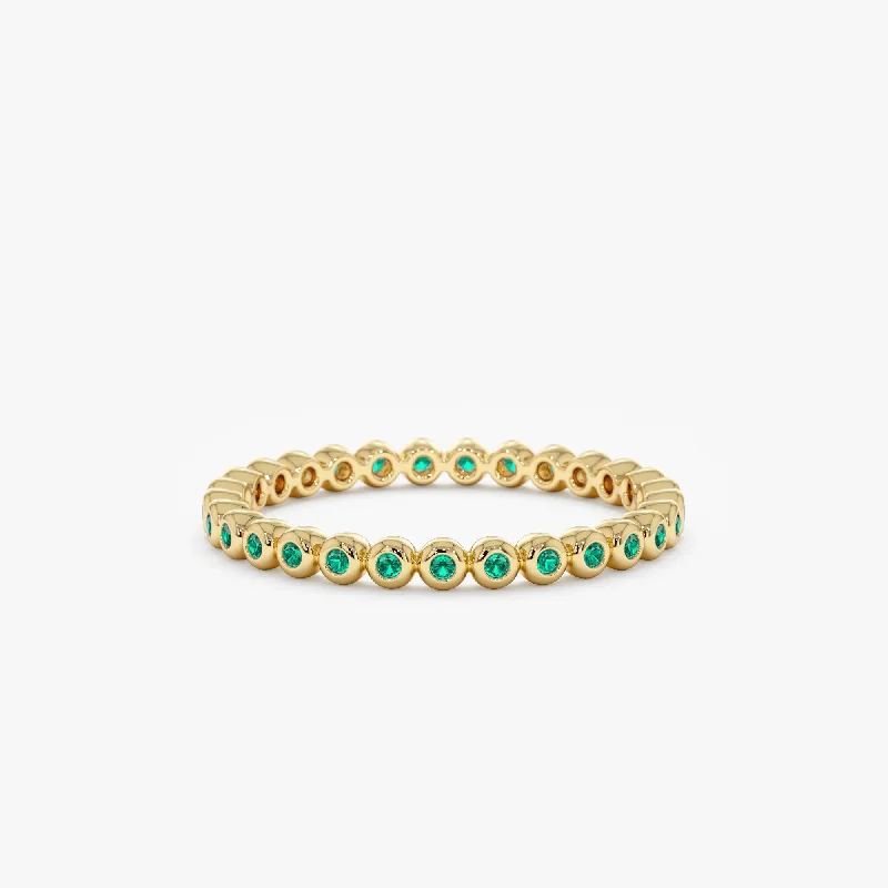 luxury pearl ring for brides -Emerald Eternity Band, Nyra