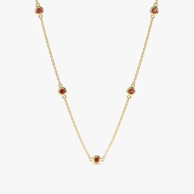 gemstone necklace for women -Garnet Station Necklace, Gwen