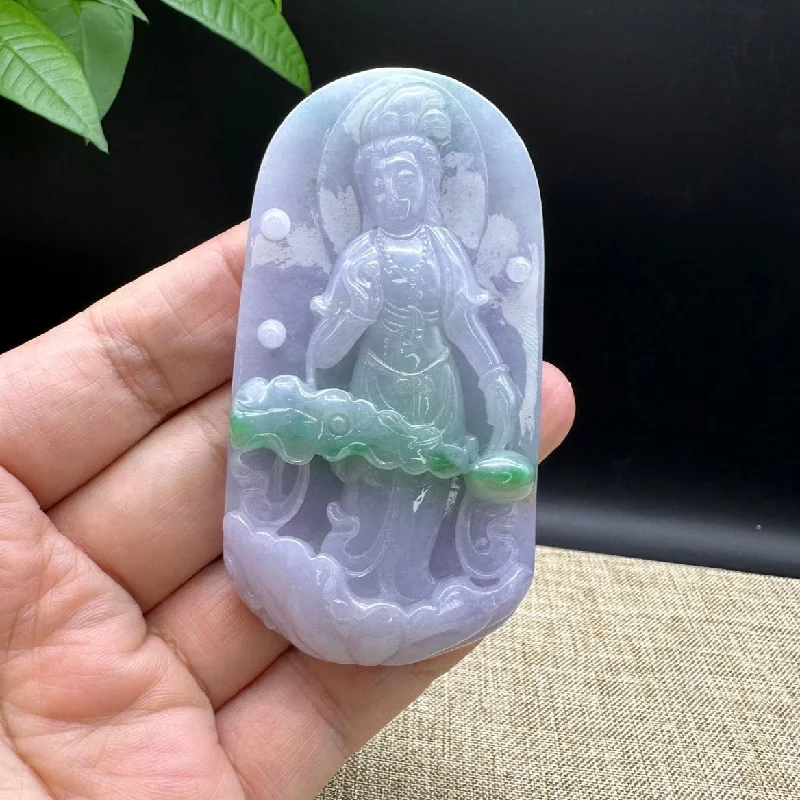 romantic heart necklace for girlfriend -"Goddess of Compassion" Genuine Burmese Jadeite Jade Guanyin Necklace With Good Luck Design