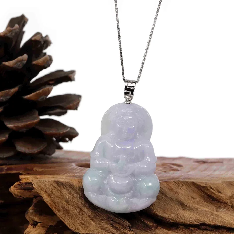 butterfly charm necklace for girls -"Goddess of Compassion" Genuine Burmese Jadeite Jade Guanyin Necklace With Good Luck Design