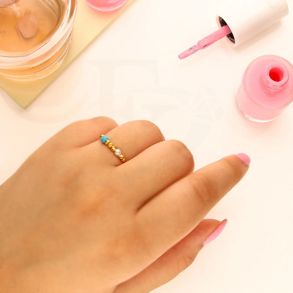 luxury pearl band ring for women -Gold Balls Ring 21KT - FKJRN21KM5406