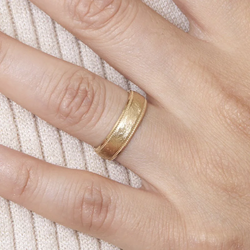 gold band ring for couples -Gold Brushed Ring, Kaitlyn