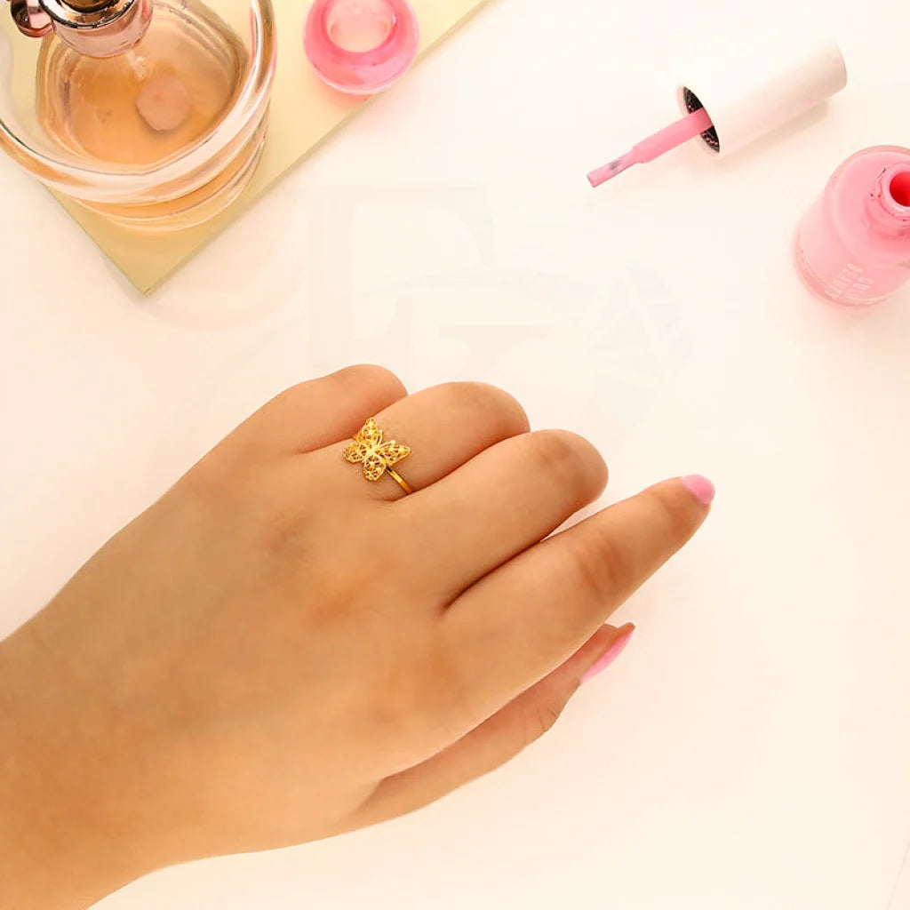 dainty ring for layering -Gold Butterfly Shaped Ring 21KT - FKJRN21KM5401