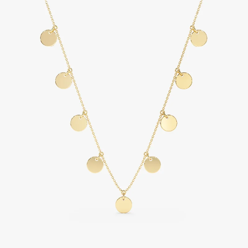 layered gold necklace for women -Gold Discs Station Necklace, Cindra