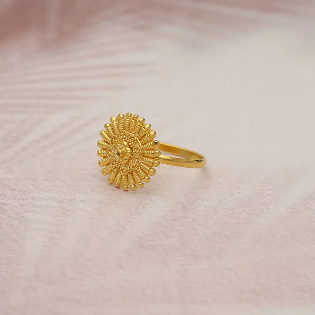 silver stackable ring for women -Gold Flower Shaped Ring 22KT - FKJRN22K5063