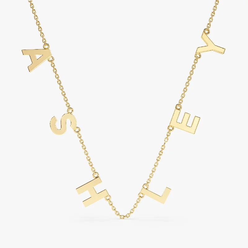 bar necklace for women -Gold Name Charm Necklace, Elisse