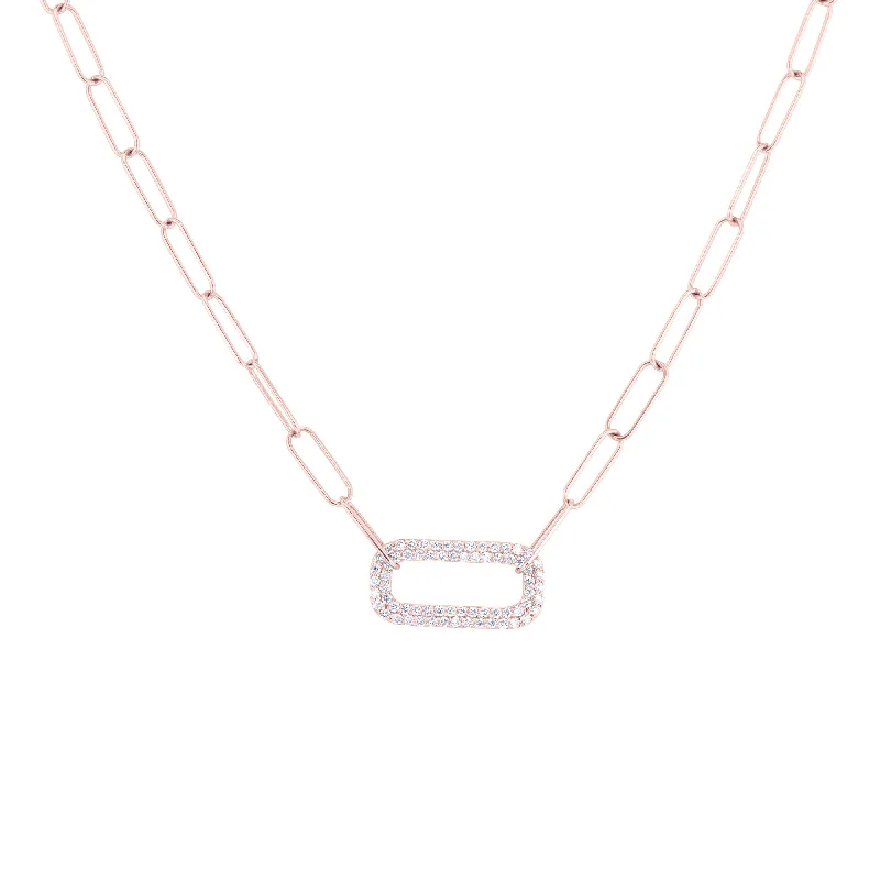 silver heart necklace for women -Gold Paper Clip Diamond Necklace