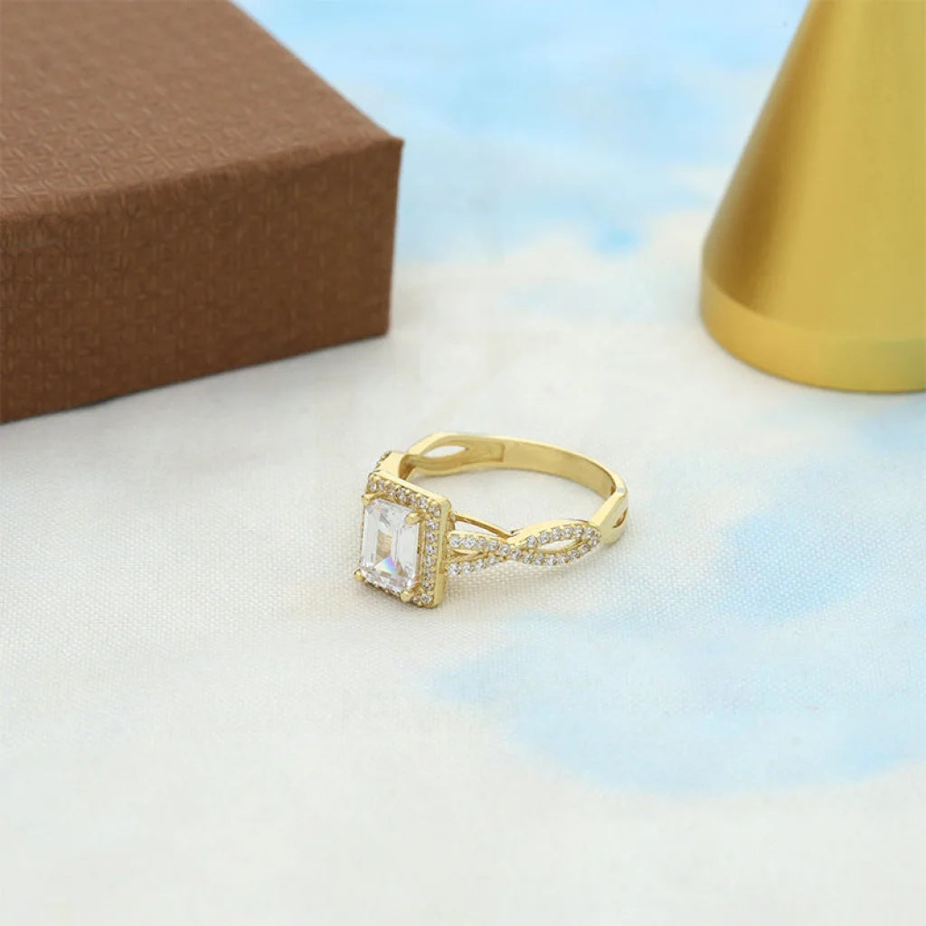 snowflake ring for winter -Gold Solitaire Ring 18KT - FKJRN18K5177