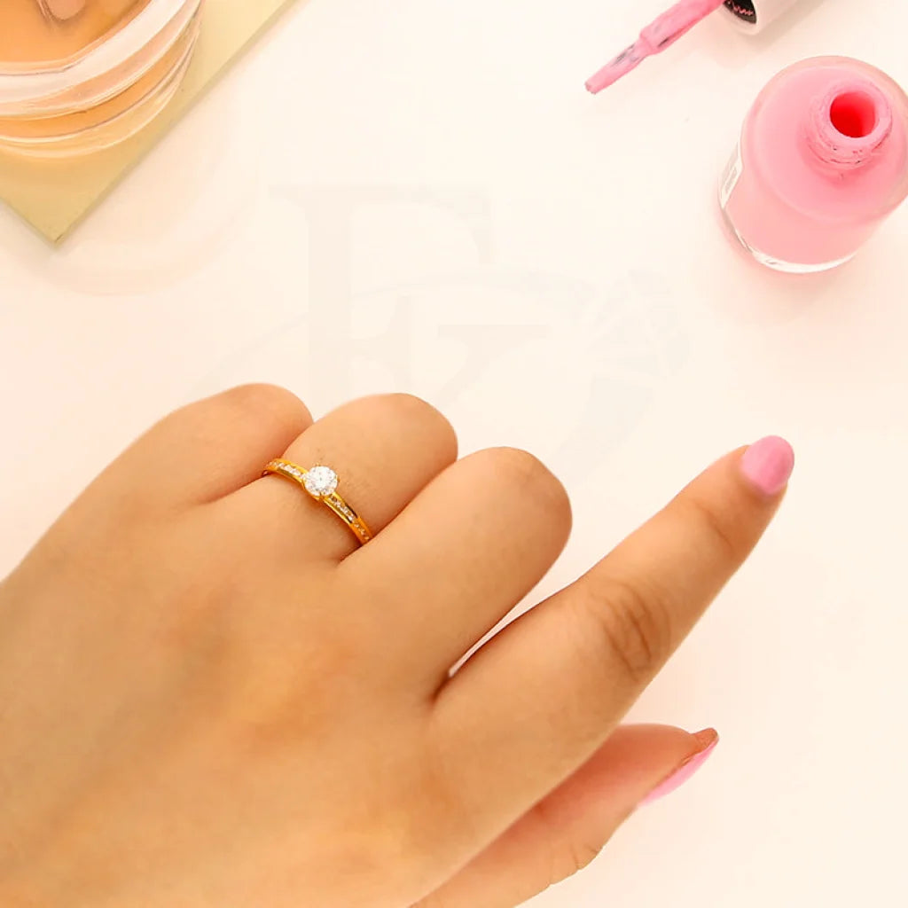 handmade gemstone ring for women -Gold Solitaire Ring 21KT - FKJRN21KM5409