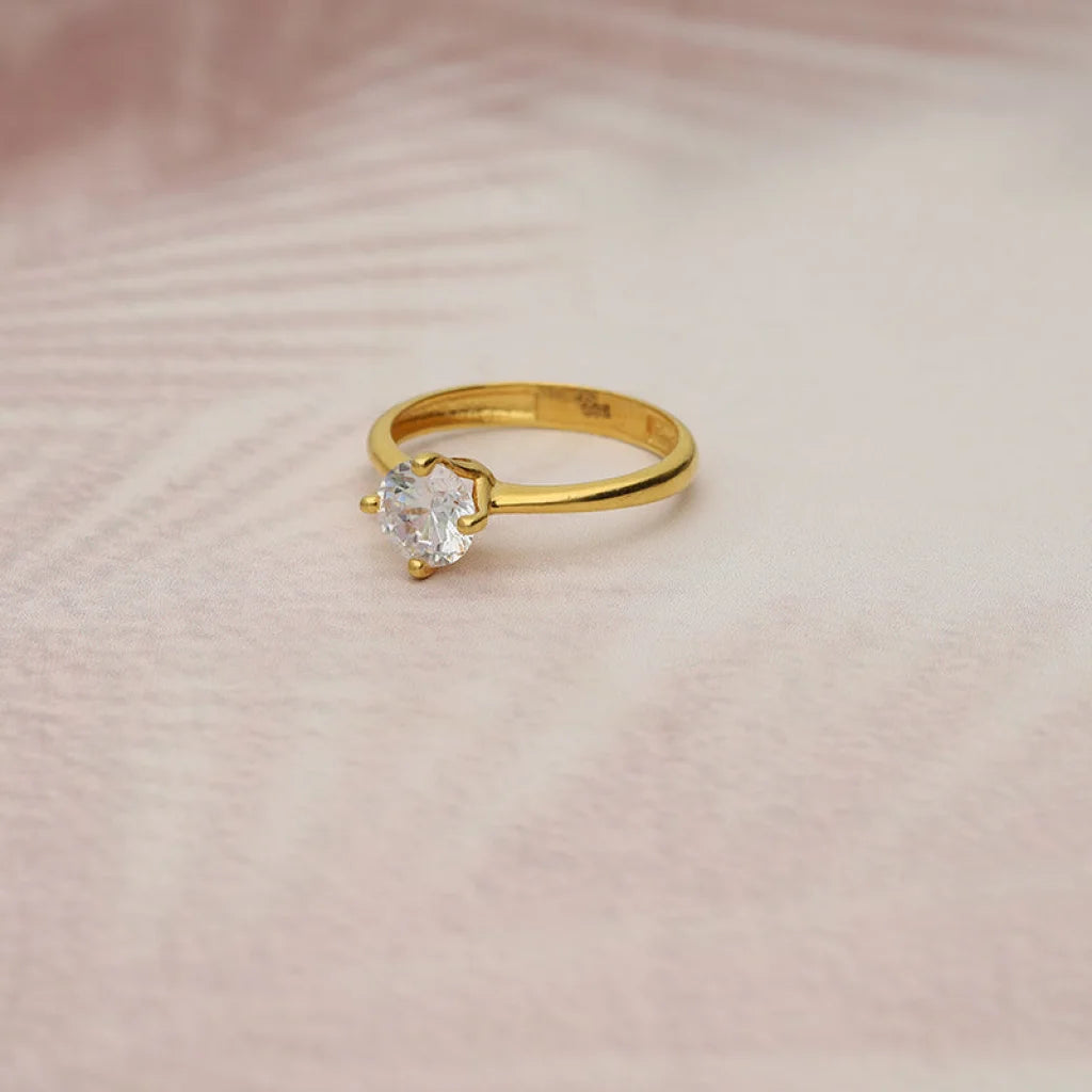 geometric ring for women -Gold Solitaire Ring 22KT - FKJRN22K5057