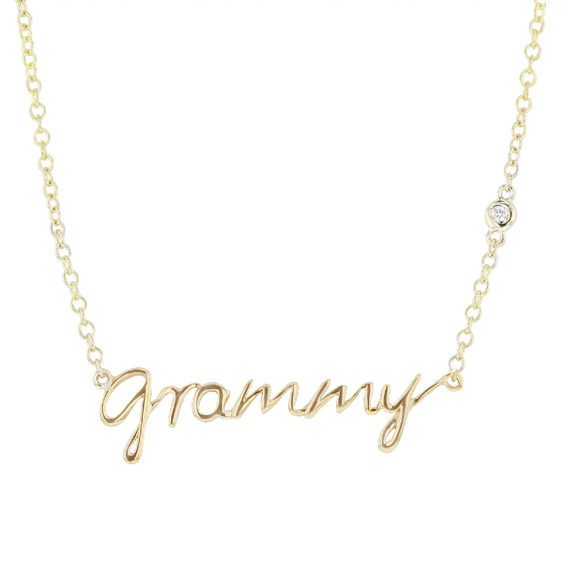 tiny heart necklace for daily wear -Grammy Diamond Necklace