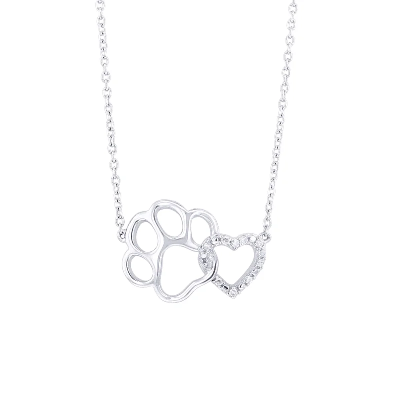 nameplate necklace for women -Helping Paw Diamond Necklace