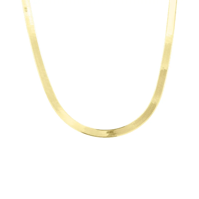 gold chain necklace for layering -Manhattan Gold Herringbone Chain Necklace - 5MM