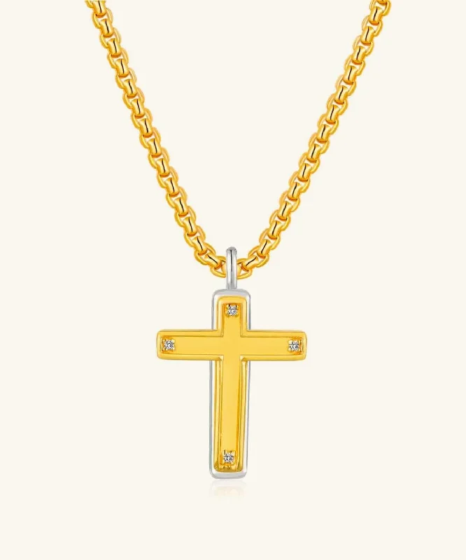 tiny heart necklace for daily wear -24K Gold Cross Necklace