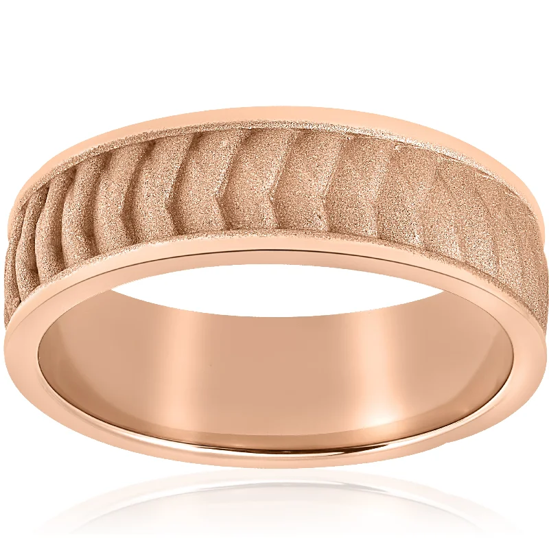 fashion ring for women -Mens Solid 14k Rose Gold Braided Wedding Band 8mm Comfort Fit