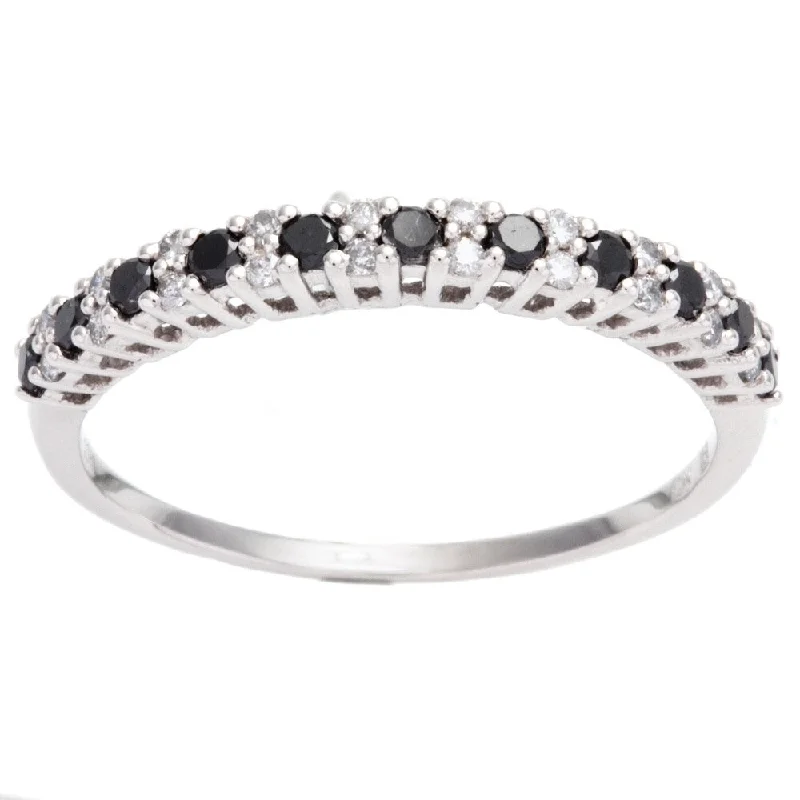 initial ring for women -Miadora 10k Gold 1/2ct TDW Black and White Diamond Semi-eternity Ring